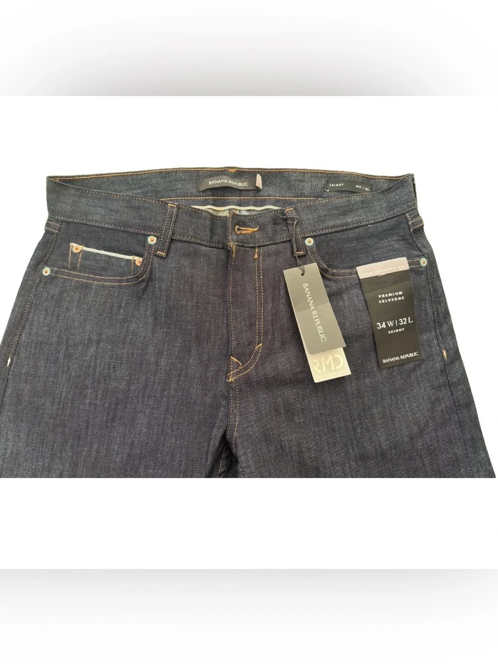 Men Banana Republic Premium Selvedge Skinny Rapid Movement Denim 34W X 32L  Blue